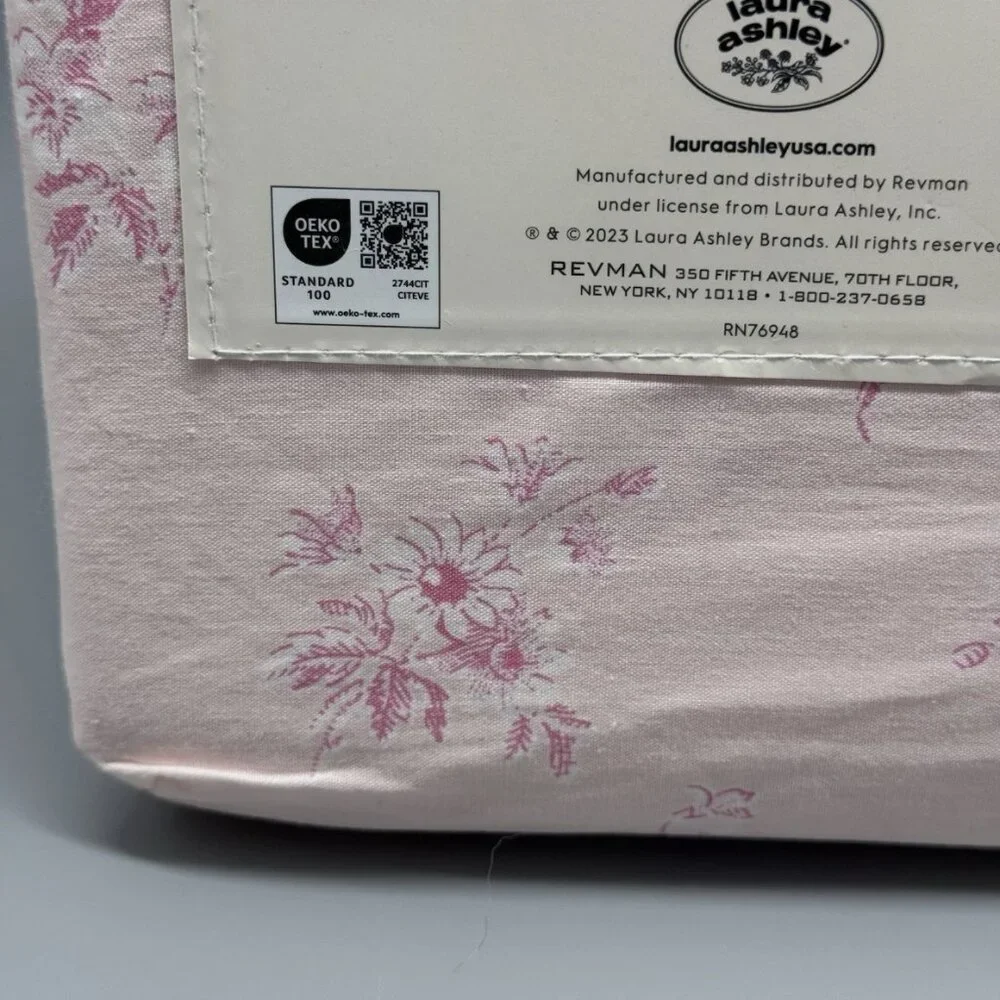 NEW 4pc Laura Ashley Pink Floral KING Sheet Set VICTORIAN BOUQUET Cottage Chic